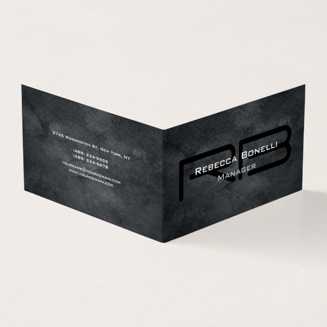 Cartão De Visita Tendência Estilo Cinza Monograma Simples Simples (Exterior)