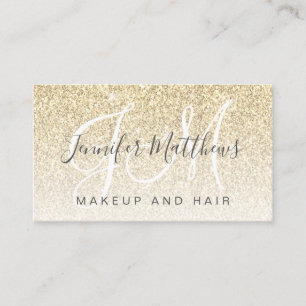 Cartão De Visita Tendência Glam Dourado Maquiagem Artista Hair Sal