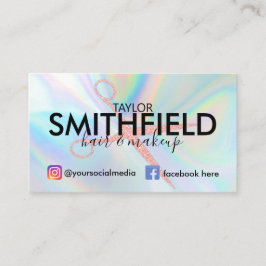 Cartão De Visita Tendência Holográfica Rosa para Cabelo e Maqueamen