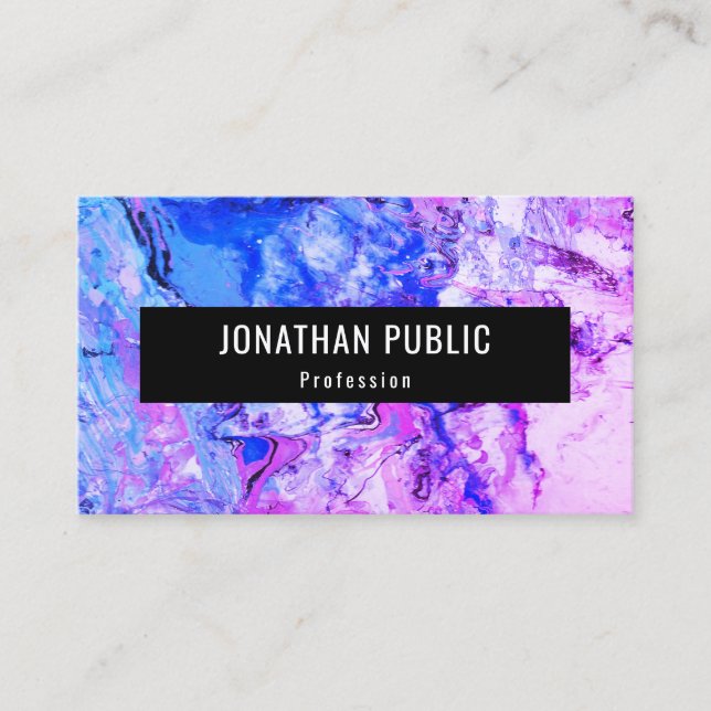 Cartão De Visita Tendência Moderna Abstrato de Art Azul Rosa Roxo (Frente)