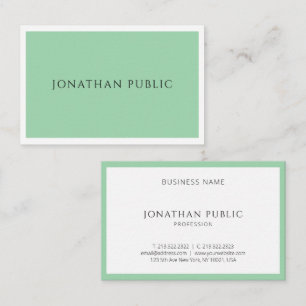 Cartão De Visita Tendência Moderna e Elegante Modelo Verde Simples