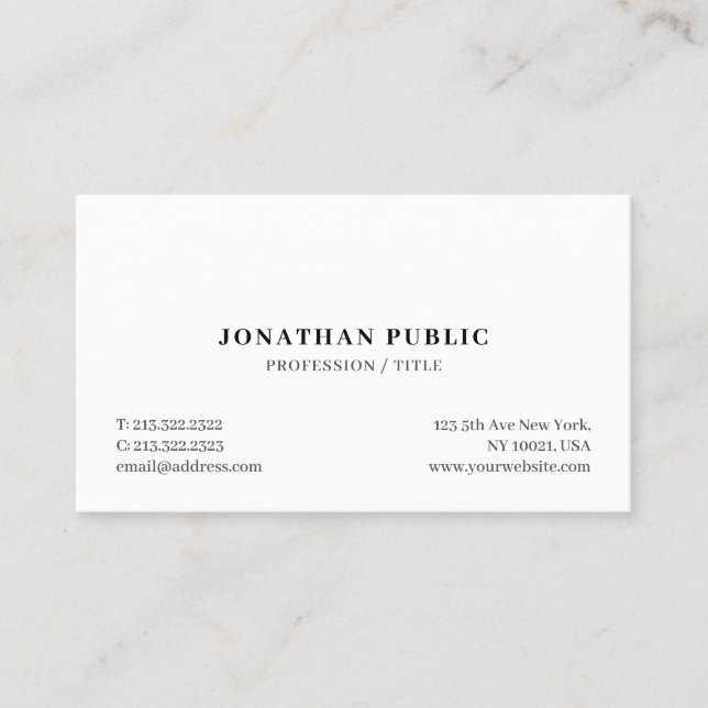 Cartão De Visita Tendência Moderna e Simples Personalização Profiss (Frente)