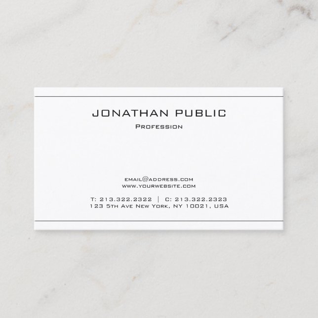 Cartão De Visita Tendência Moderna Limpa Profissional Simples (Frente)