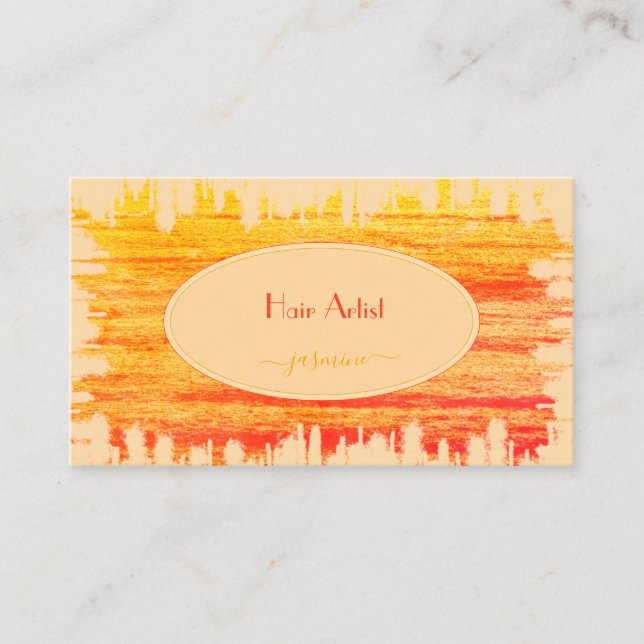 Cartão De Visita Tendência Peach Orange Texture Impressão Chic Hair (Frente)