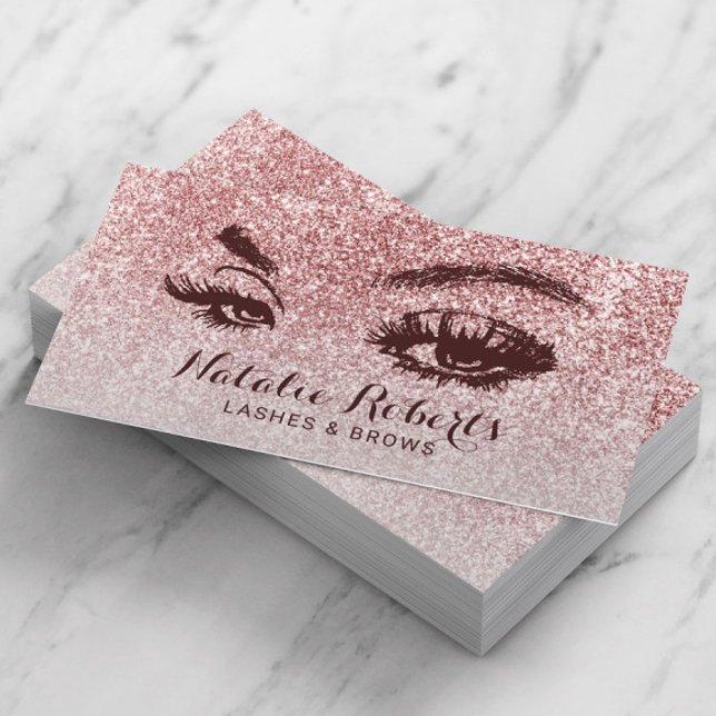 Cartão De Visita Tendência Rosa Dourada Lashes Eyelash Salão (Criador carregado)