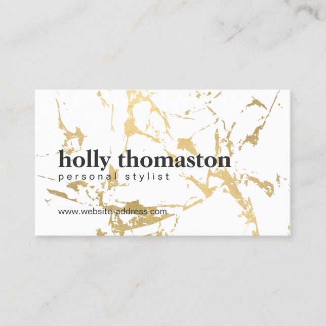 Cartão De Visita Tendy Dourado Marble Pattern (Frente)