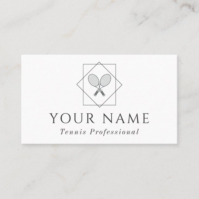 Cartão De Visita Tênis Professional Coach Instrutor Classic White (Frente)