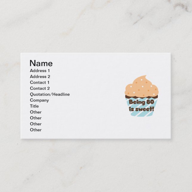 Cartão De Visita Ter 80 é t-shirts e presentes de aniversário doces (Frente)
