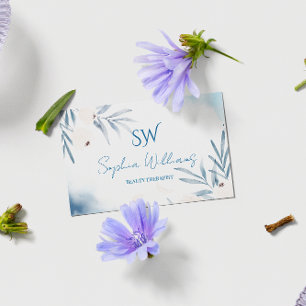 Cartão De Visita Terapeuta de Beleza com Aquarela Elegante com Códi