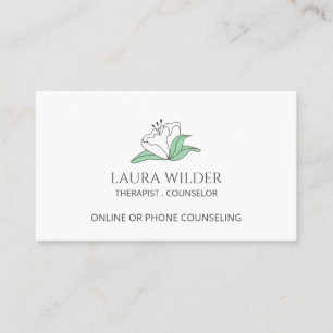 Cartão De Visita Terapeuta de Flor Branca Conselheiro Por Telefone 