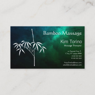 Cartão De Visita Terapeuta de Massagem Bambu Nuvens Escuras Consult