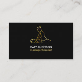 Cartão De Visita Terapeuta de Massagem Dourada Spa Massagista