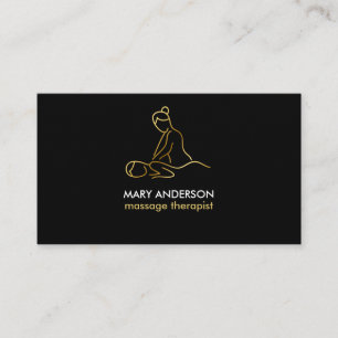 Cartão De Visita Terapeuta de Massagem Dourada Spa Massagista
