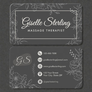 Cartão De Visita Terapeuta de Massagem Floral