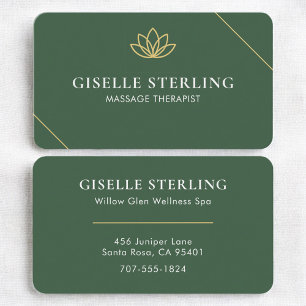 Cartão De Visita Terapeuta de Massagem Green Lotus Profissional