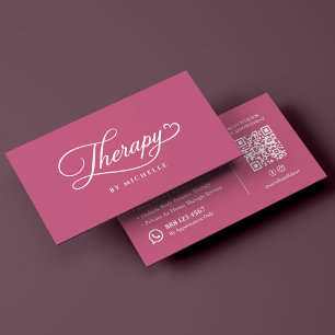 Cartão De Visita Terapeuta de Massagem Minimalista Rosa