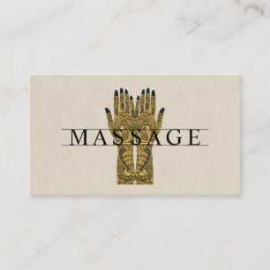 Cartão De Visita Terapeuta de Massagem Moderna Mãos de Henna