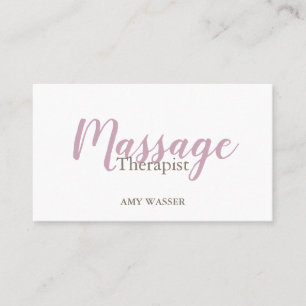 Cartão De Visita Terapeuta de Massagem Moderna Roteiro Rosa Bege
