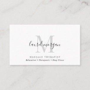 Cartão De Visita Terapeuta de Massagem Moderna Script Monograma Sim