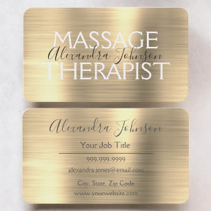 Cartão De Visita Terapeuta de Massagem Ouro Elegante