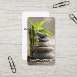 Cartão De Visita Terapeuta de Massagem Pedras Zen