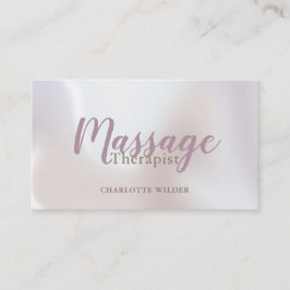 Cartão De Visita Terapeuta de Massagem Rosa Corado Script Iridescen