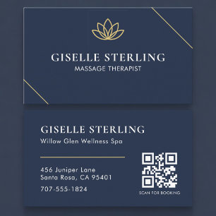 Cartão De Visita Terapeuta de Massagem Spa & Bem-Estar Código QR