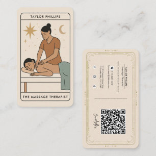 Cartão De Visita Terapeuta de Massagem Tarot Mídia Social QR