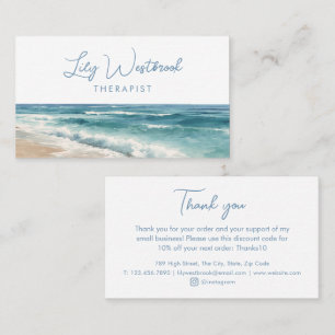 Cartão De Visita Terapeuta de Praia Oceânica Aquarela Elegante Obri