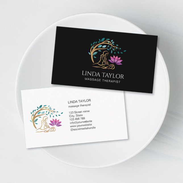 Cartão De Visita Terapeuta de Terapia de Massagem Holística Energia (Holistic Massage Therapy Healer Energy Business Card)