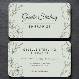 Cartão De Visita Terapeuta Floral Sage Verde Profissional