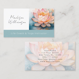 Cartão De Visita Terapeuta Moderno Spa Yoga Zen Flor de Lótus Rosa