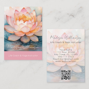 Cartão De Visita Terapeuta Moderno Spa Yoga Zen Flor de Lótus Rosa 