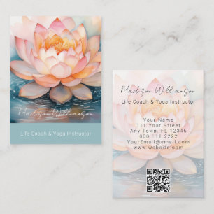 Cartão De Visita Terapeuta Moderno Spa Yoga Zen Flor de Lótus Rosa