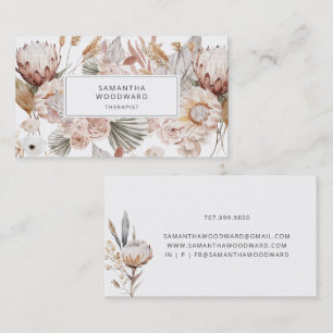 Cartão De Visita Terapeuta Terracota Creme Floral Aquarela