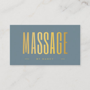 Cartão De Visita Terapêutica De Massagem Azul E Dourado