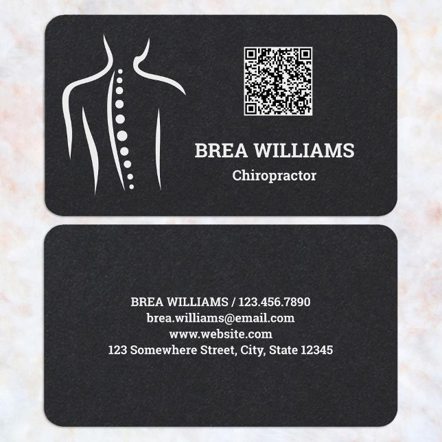 Cartão De Visita Terapêutica de Massagem Chiropractor Chiropractor  (Chiropractor Massage Therapist QR Business Cards)