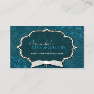 Cartão De Visita Terapêutica De Massagem Damask Swirls Spa