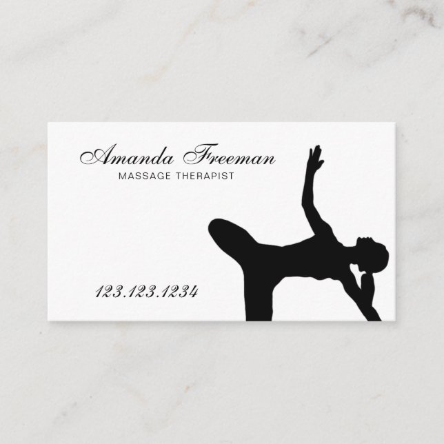 Cartão De Visita Terapêutica de Massagem de Ioga Preta Mínima (Frente)