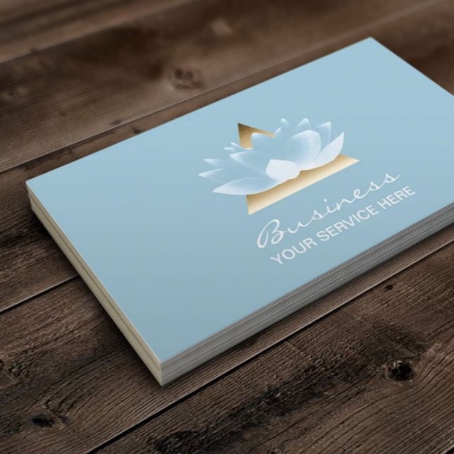 Cartão De Visita Terapêutica De Massagem Elegante Blue Lotus Floral (Criador carregado)