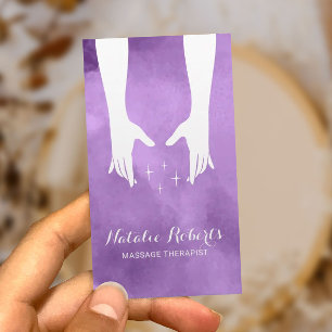 Cartão De Visita Terapêutica De Massagem Mãos De Reparo Spa Roxo