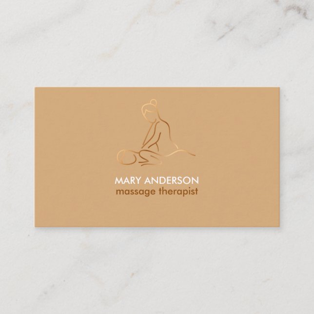 Cartão De Visita Terapêutica De Massagem Marrom Copper Masseuse Spa (Frente)
