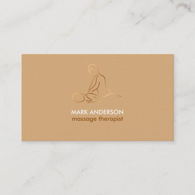 Cartão De Visita Terapêutica De Massagem Marrom Copper Masseuse Spa (Frente)