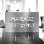 Cartão De Visita Terapêutica de Massagem Metálica Empurrada<br><div class="desc">O Silver Faux escovou o Cartão de visita minimalista de massagem de metal por massagem de metal. O Cartão de visita de terapia de massagem de prata é perfeito para cartões de visitas simples. Entre em contato com o designer para obter itens personalizados correspondentes.</div>
