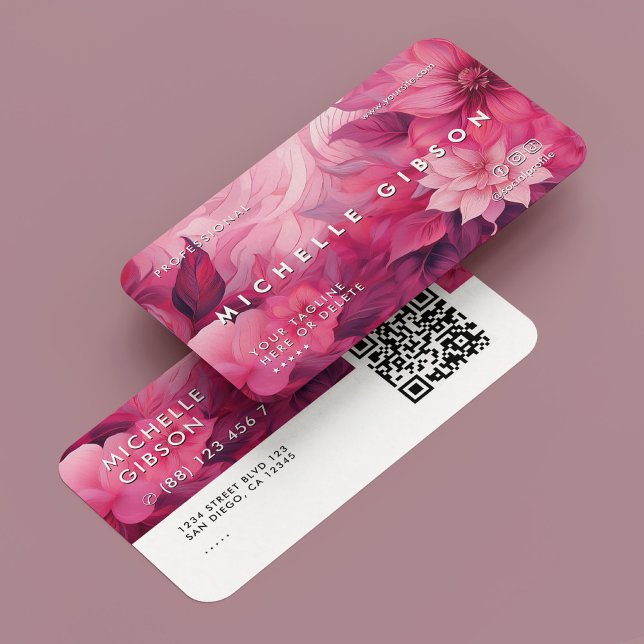 Cartão De Visita Terapêutica Física Bem-estar Floral Rosa Mínimo (Physical Therapist Wellness Floral Pink Minimal Business Card
)