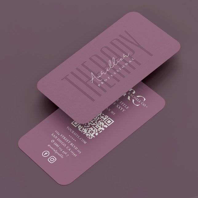 Cartão De Visita Terapêutica Mínima com Enxoval Rosa (Minimal Professional Dusty Mauve Pink Therapist Business Card
)