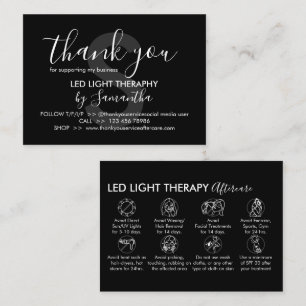 Cartão De Visita Terapia de Luz Led Preta e Branca Pós-Cuidados Obr