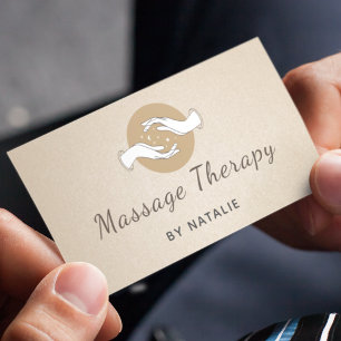 Cartão De Visita Terapia de Massagem Boho Elegante Roteiro Mãos de