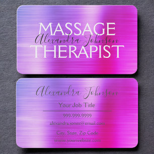 Cartão De Visita Terapia de Massagem em Metal Luxuoso Roxo Rosa