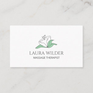 Cartão De Visita Terapia de Massagem Flor Branca